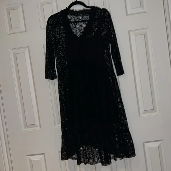 Zara black V neck Lace  Midi dress Sz XS - Picture 10 of 17